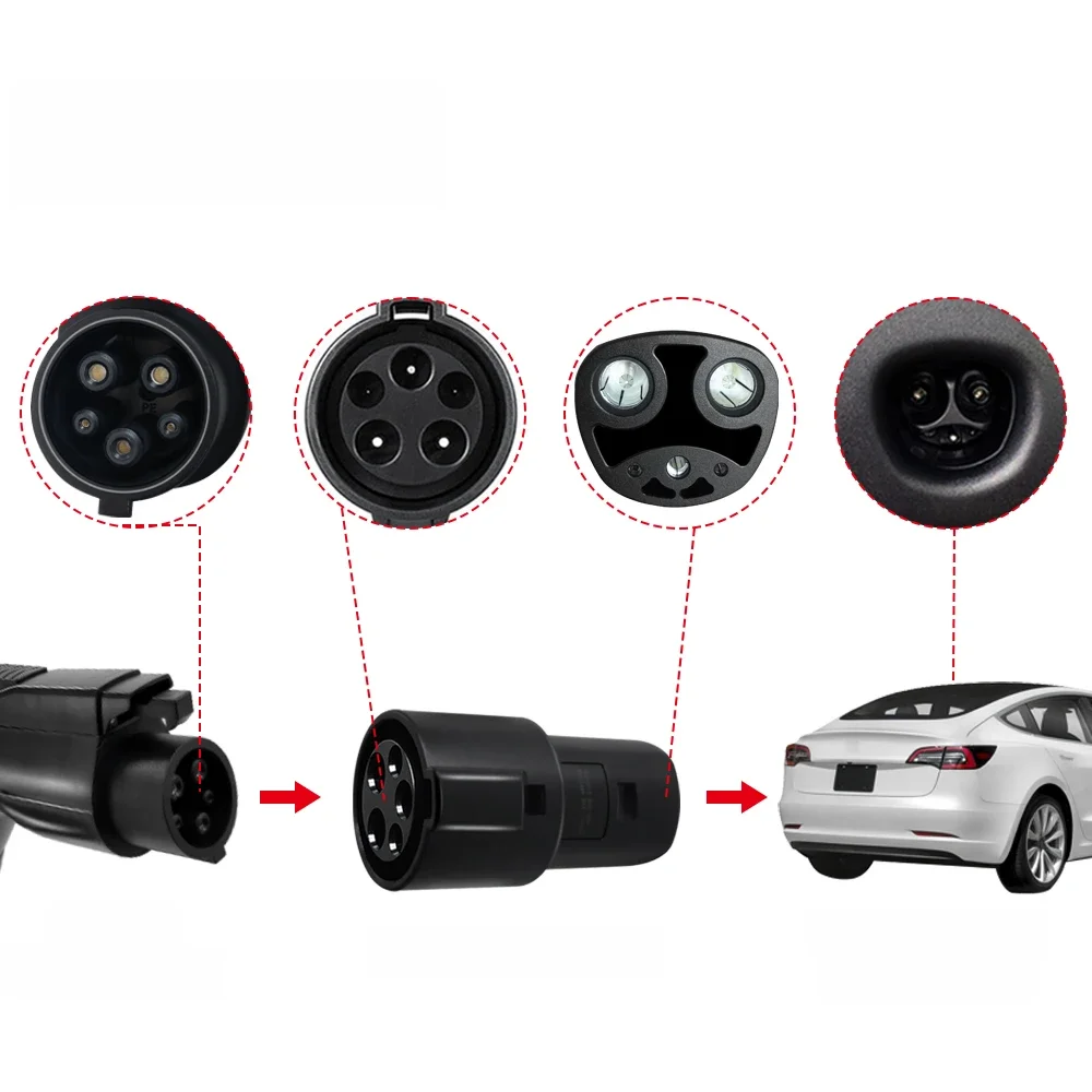 Electric Car Charging Connector SAE J1772 Type 1 to  Tesla Convertor  EV Charger Adapter For Tesla Model X/Y/3/S