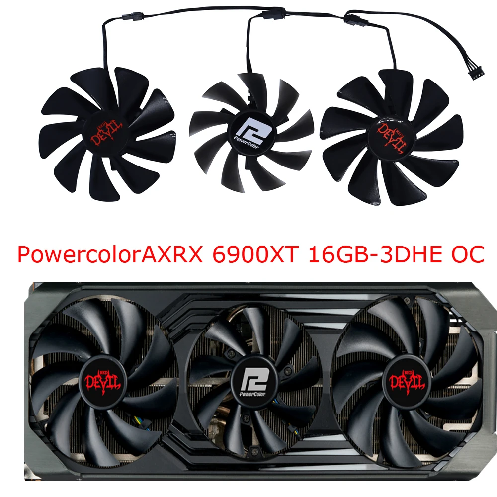 3Pcs/Set DIY GA91S2H GAA8S2U,Graphics Fan,GPU VGA Cooler,Grafikkartenventilator,GPU Kühler,Für PowerColor Red Devil RX 6900 XT,Für Powercolor AX RX 6950XT 16GB,Für Powercolor AX RX RX6800 16GB