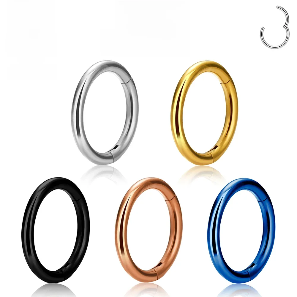 1/50 PIÈCES Anneau de nez en acier inoxydable, clicker de septum, boucle d'oreille segmentée articulée ronde 16/18G, bijoux pour l'oreille, le tragus et le cartilage