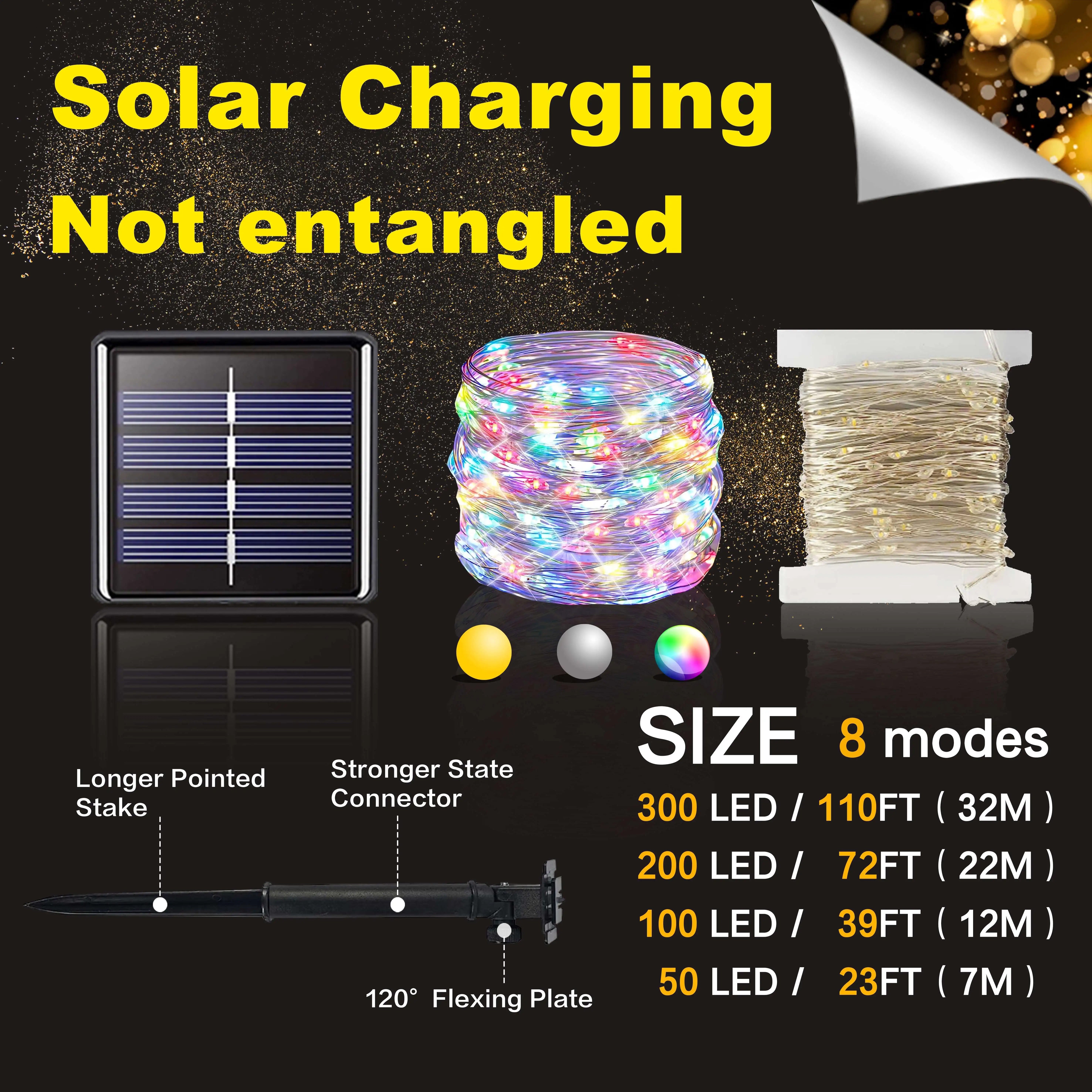 1 Set Of Solar Light String OutdoOr Waterproof 8-mode Copper Wire, Fairy Tale Light, Christmas Light, Used For Outdoor Garden