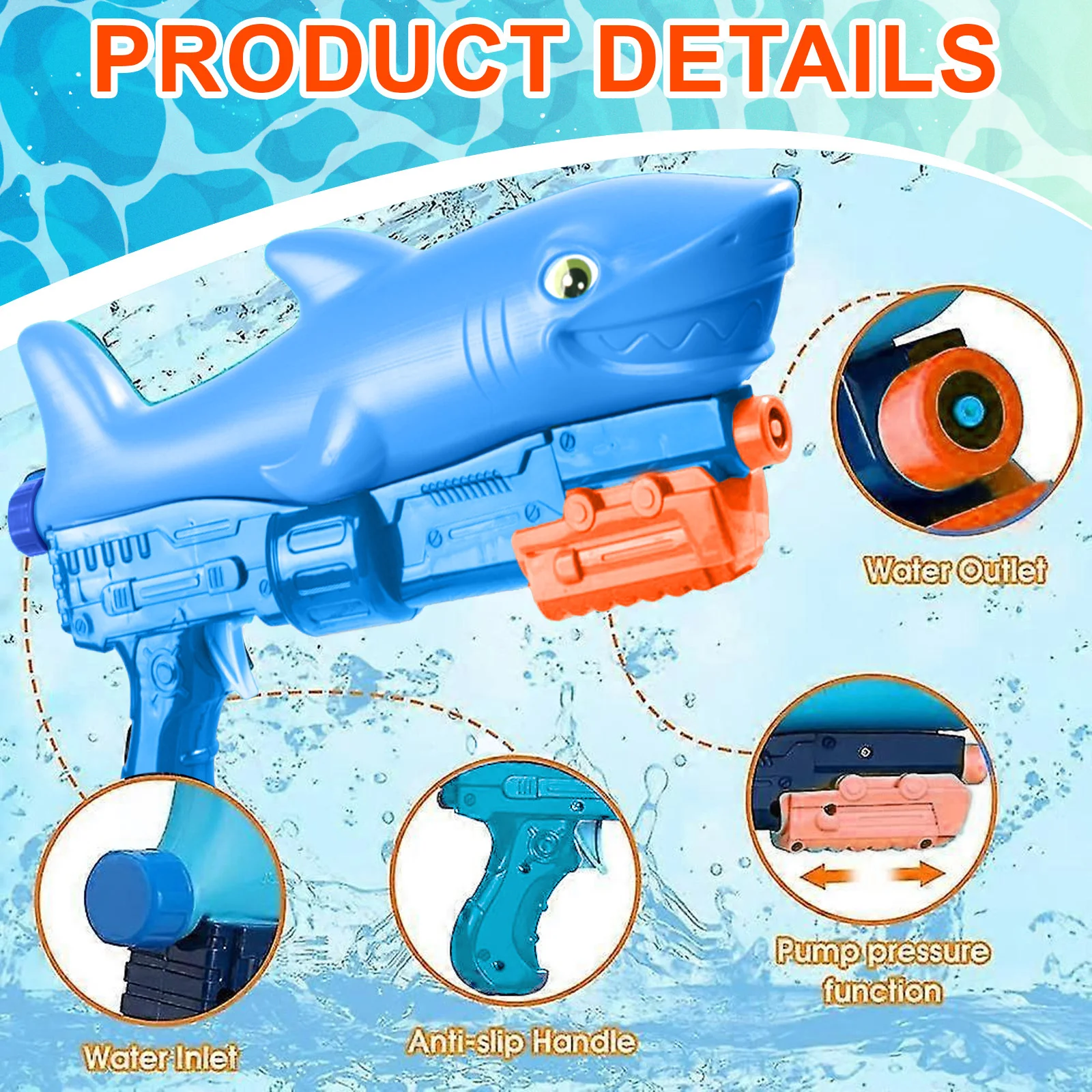1PC Shark Water Play Gun Realistic Shape Smooth Water Spray Essential for Summer Pool, Beach Play A Cool Play Item