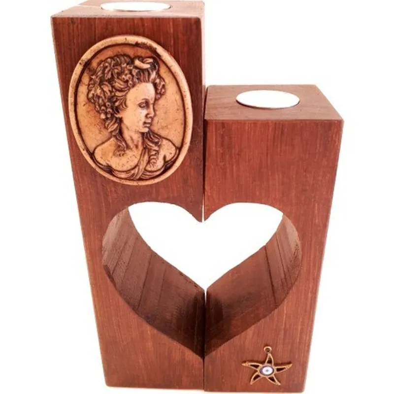 Helen Heart Candle holder 25X7 cm Wooden