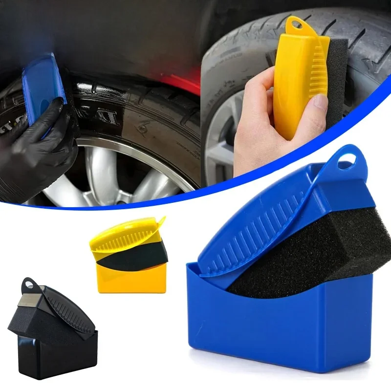 Brosse éponge de polissage de roues de voiture, avec couvercle, ABS, nettoyage de lavage, Contour des pneus, tampons applicateurs, accessoires de détail