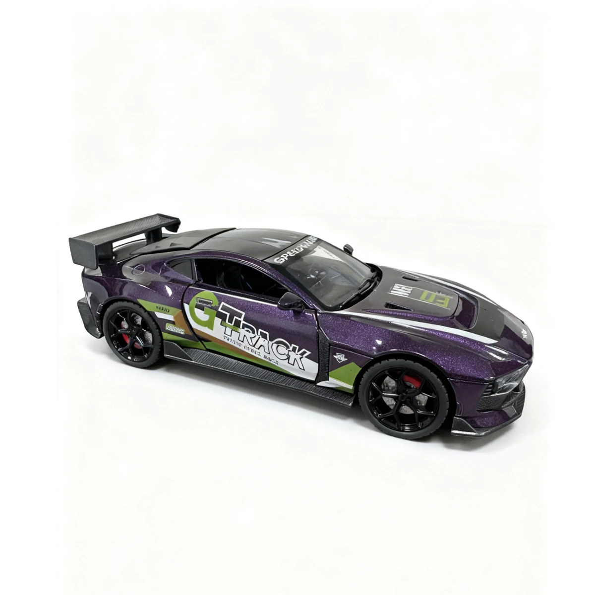 New Alloy Die-Cast Sports Car Model Gtr Printed Boy's Toy Pull-Back with Opening Doors, Collectible Ornament for Car Enthusiasts, Creative Birthday and Holiday Gift