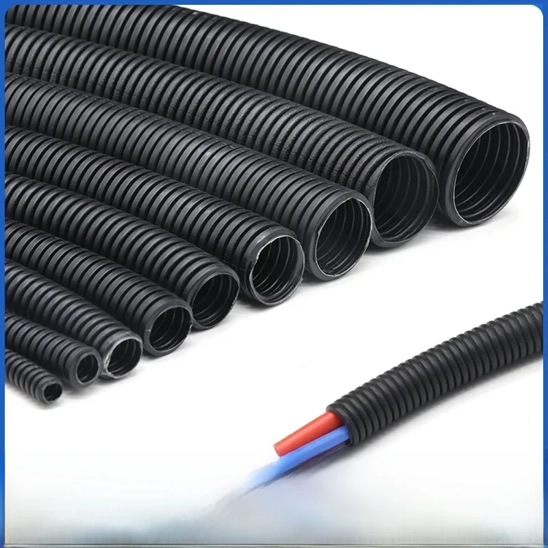 Tuyau ondulé isolé en PP noir, 7.5mm-34.5mm, tuyau ondulé en plastique, câble de voiture, manchon de protection résistant à la chaleur