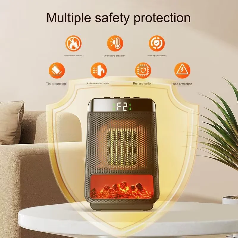 1500w chama portátil aquecedor elétrico portátil desktop ptc ventilador de aquecimento ventilador ar quente para escritório doméstico mini espaço aquecedor