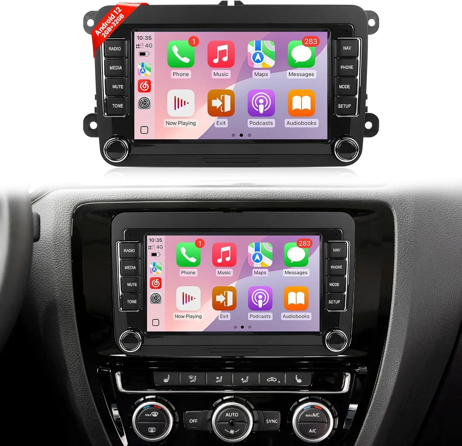 

7-дюймовый сенсорный экран для Jetta с беспроводным CarPlay, Android Auto, Mirror Link, Wi-Fi, GPS, Bluetooth, FM + Canbus