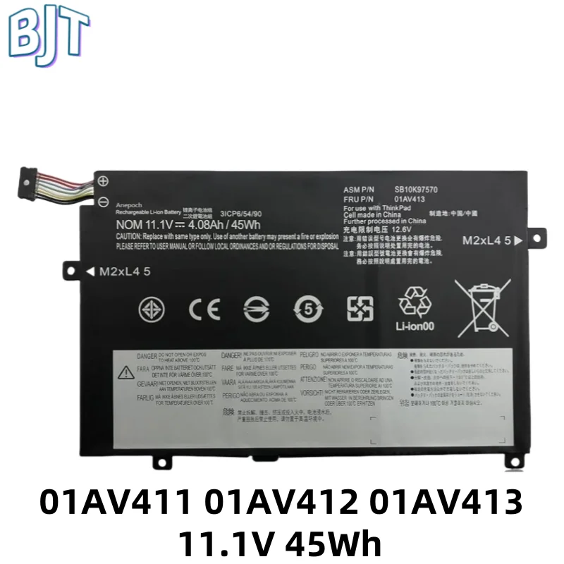 11.1V 45Wh New 01AV411 01AV412 01AV413 Laptop Battery For Lenovo ThinkPad E470 E470C E475 SB10K97568 SB10K97569 SB10K97570 6Cell