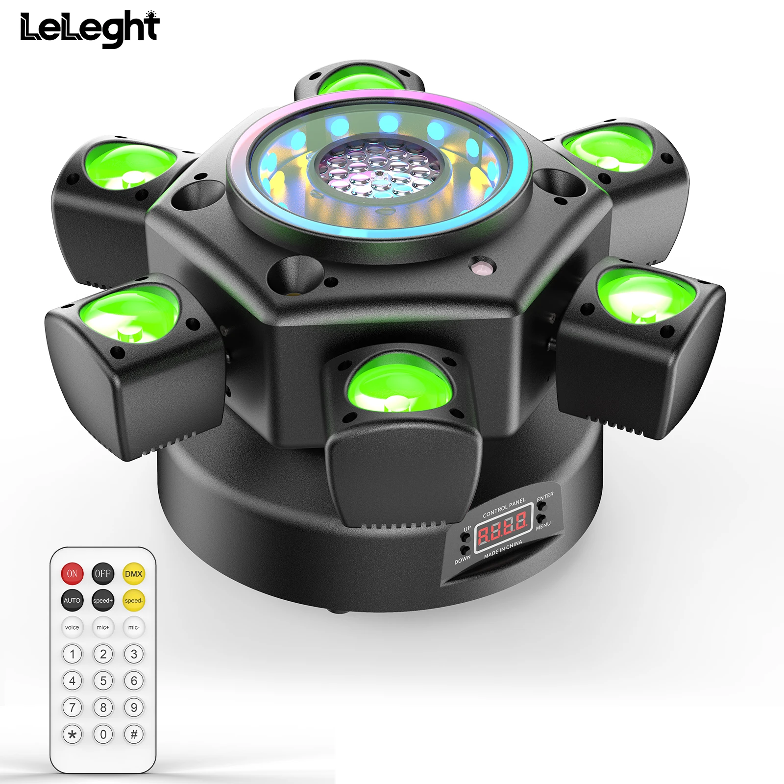 LeLeght 150W 4-in-1 RGBW Moving Head Light with Beam RGB Halo DMX512 26CH Sound-activated Modes For DJ Show Concert Party KTV