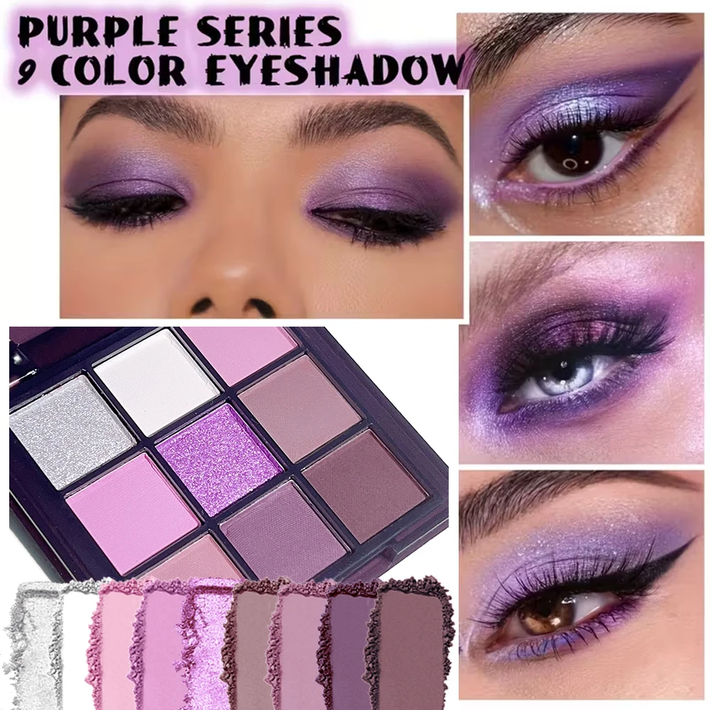 Glam Looks Multi-Color Purple Toned Eyeshadow Palette Matte Glitter Shades Highly Pigmented Long Lasting Waterproof Eye Makeup for Women