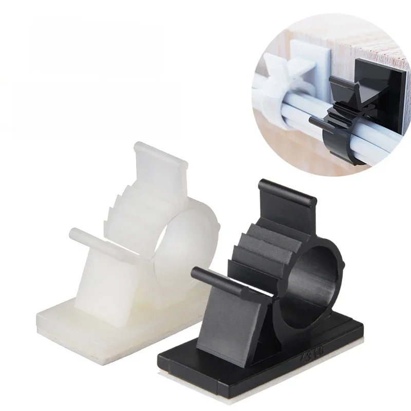 Support de fil de gestion de pinces d'évaluation auto-adhésives, enrouleur USB, pince de ligne de bureau, collant, réglable, noir et blanc, 1 pièce, 5 pièces, 10 pièces