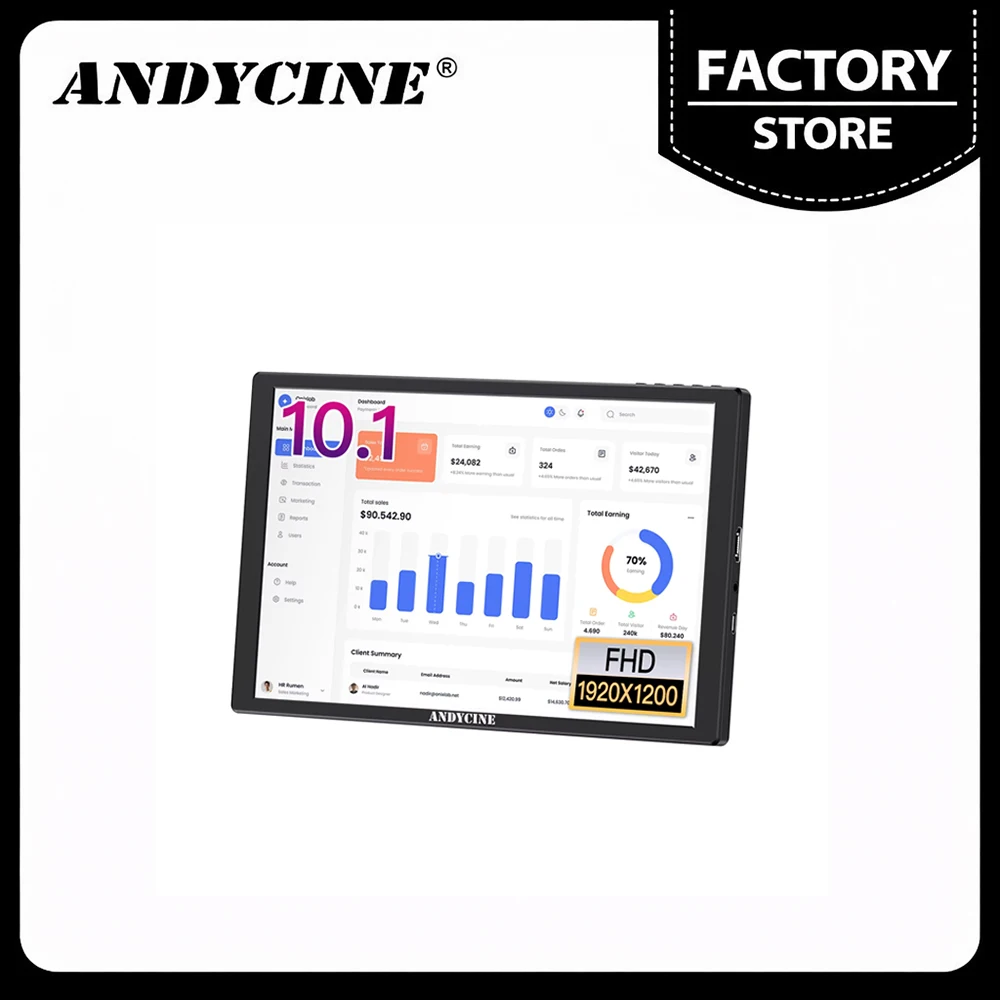 ANDYCINE N10 10.1inch 1920 x 1200 Touch Screen Monitor for Windows, Teleprompter, Raspberry Pi, Android and support HDCP