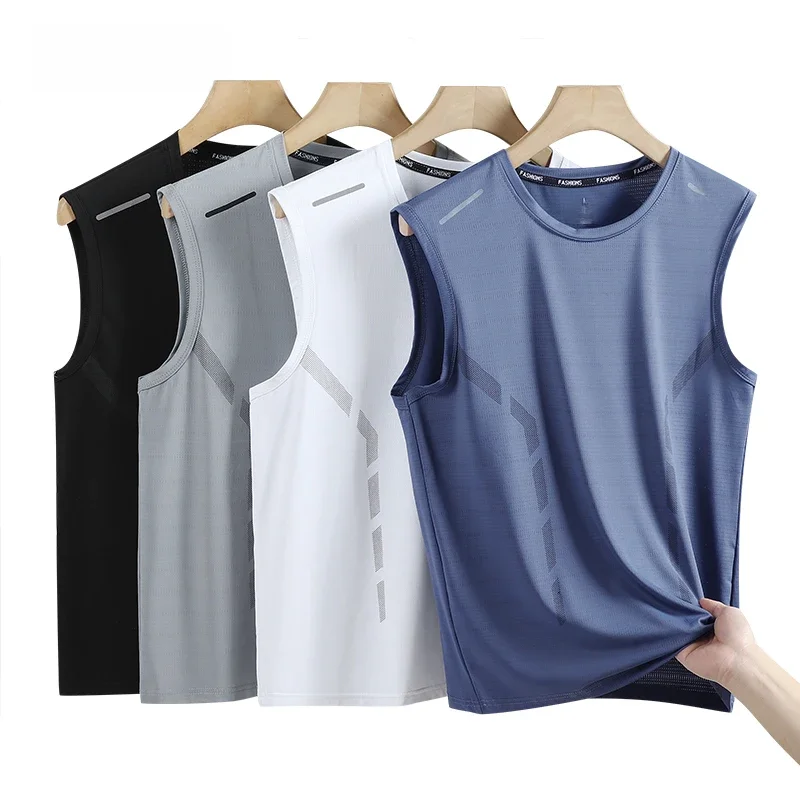 YJKVUR Sport-T-Shirt, schnell trocknend, ärmellos, für Herren, Sommer, Herren, Basketball, Fitnessstudio, Kleidung, atmungsaktiv, leicht, Übergröße, Tank-Top