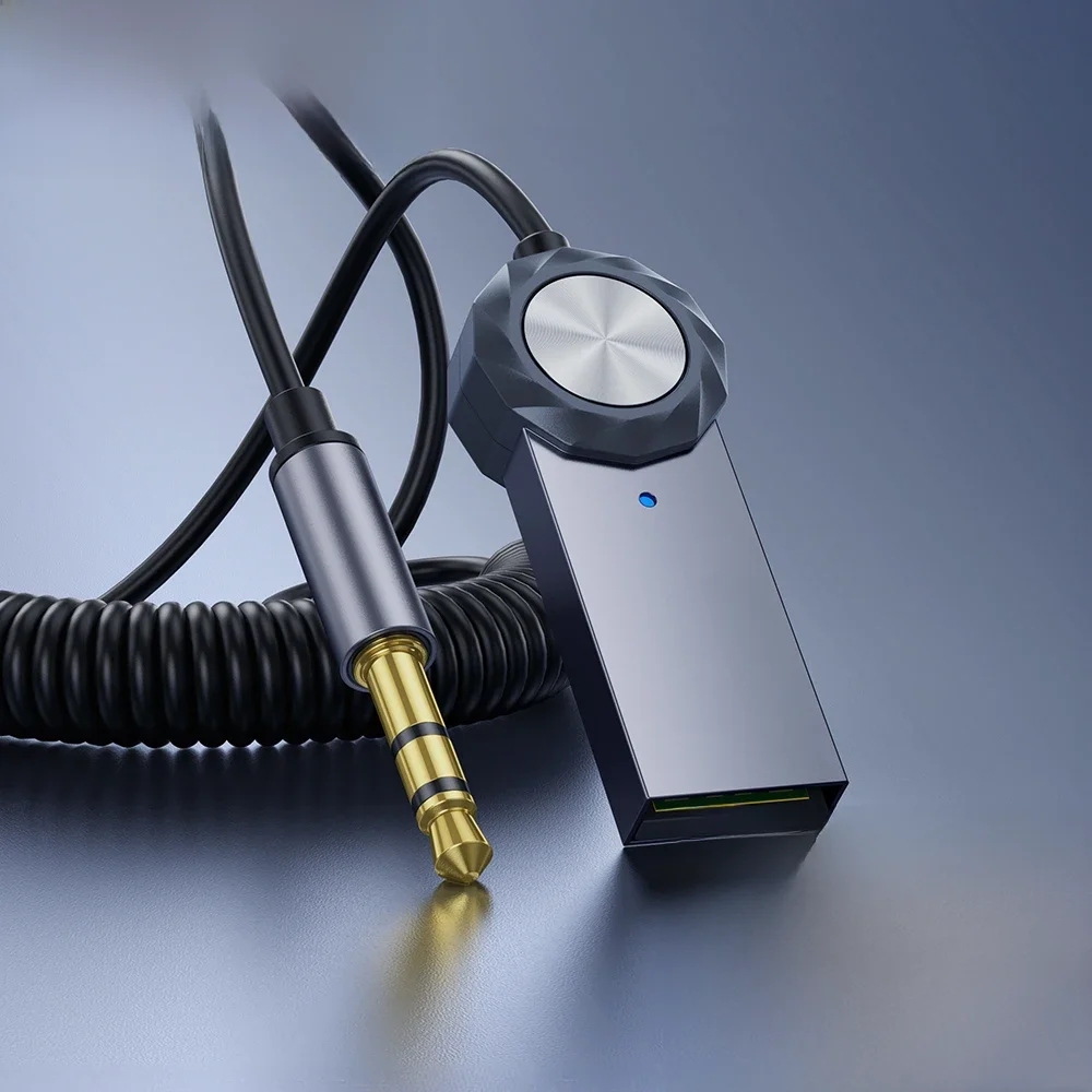 TOOCKI Adapter Bluetooth Aux Bluetooth 5.1 5.0 Nadajnik audio USB na 3,5 mm Car Audio Music Mic Zestaw głośnomówiący do głośników samochodowych — zdjęcie 2