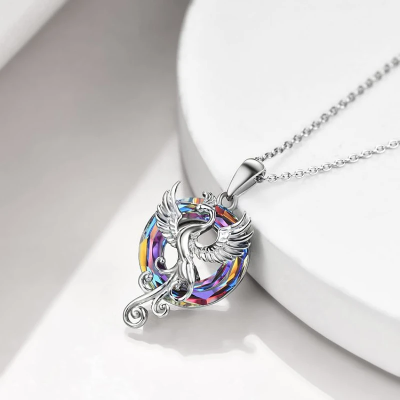 Fashion lovely Firebird crystal pendant necklace Lady colorful crystal phoenix wings pendant necklace beautiful birthday gift