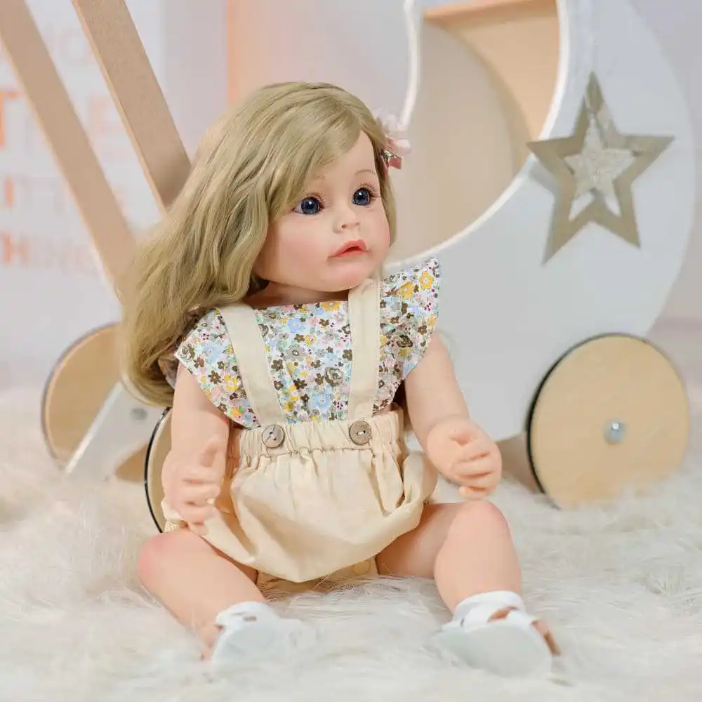 Cloveray 22 pollici classico realistico bambola rinata bambola super carina morbida in vinile giocattolo di alta qualità che gioca a casa bambola regalo per bambini