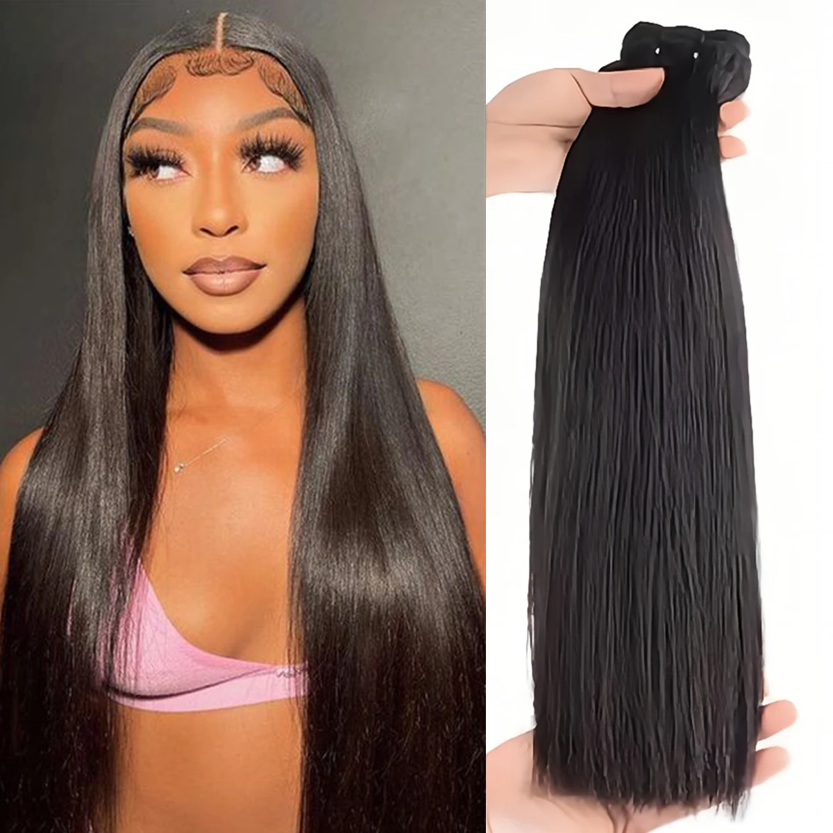 

UpScale 15A Super Double Drawn Virgin Human Hair Silk Pressed Bone Straight - Full & Thick, Natural Look