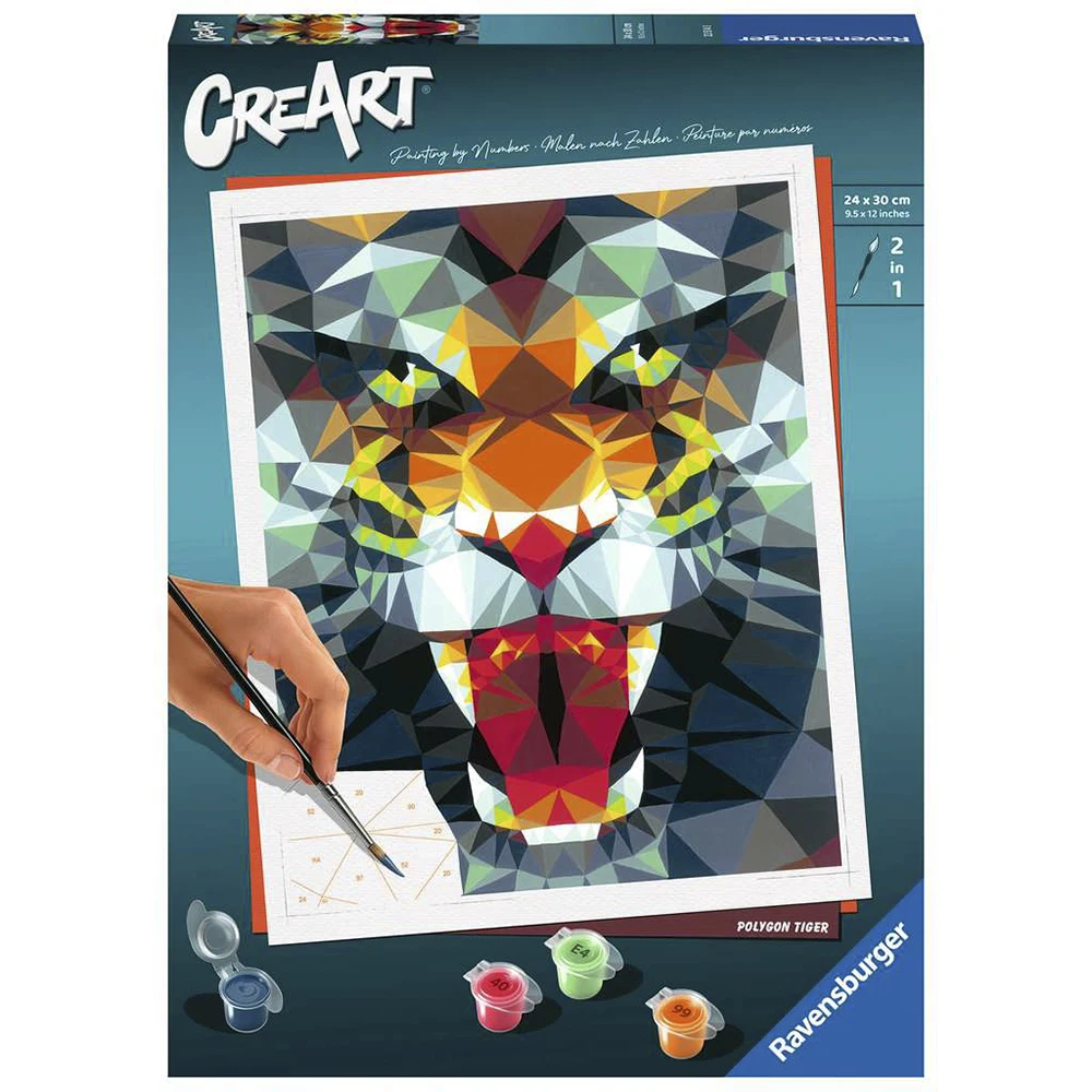 RAVENSBURGER CREART POLYGONS TIGER PAINTING KIT, 23514, original, toys, boys, girls, gifts, collector, store, new, games, family, puzzle