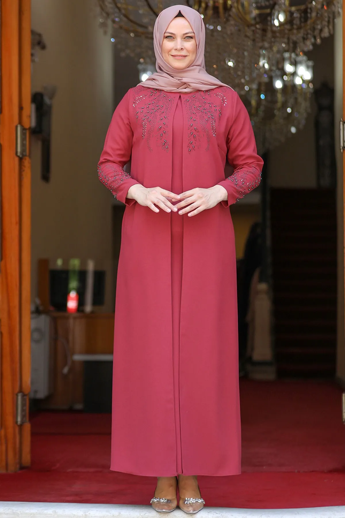 Muslim Dress Stone Embroidered Evening Dress Women Hijab clothing Abaya Plus Size Maxi Kaftan Dresses for Women Turkey Dubai