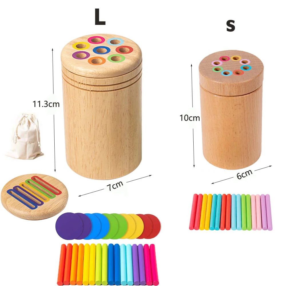 Montessori Wooden Toys Color Sorting Fine Motor Toys Shape Matching Sensory Toys Early Educational Puzzle Toys for Toddlers