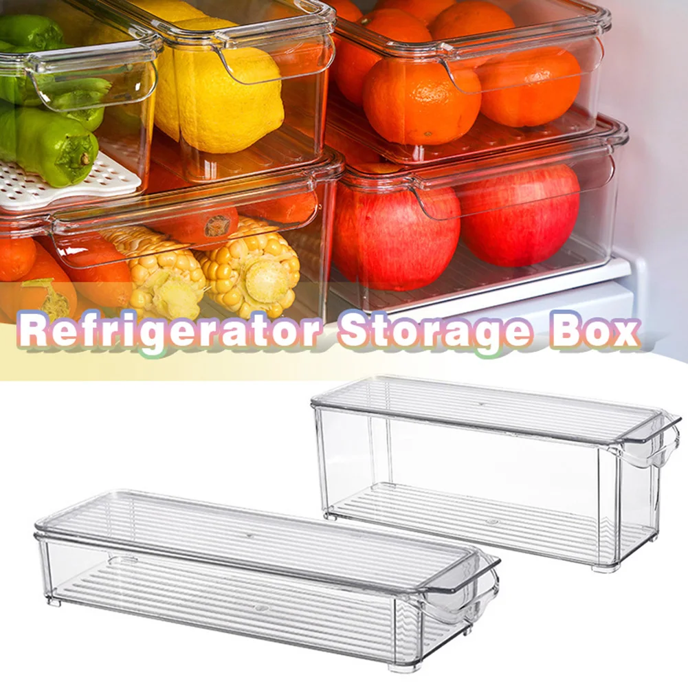 Refrigerator Food Storage Containers With Lid PET Fridge Freezer Fruit Vegetables Preservation Sealed Box Transparent Organizer