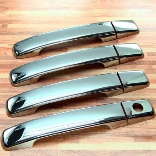 Cache-poignée de porte Valable pour Qashqai J10 |     2006-2013, Garniture, Extérieur, Poignées chromées, Boutons, Poignées de porte, Accessoire extérieur, Carrosserie, Acier inoxydable,