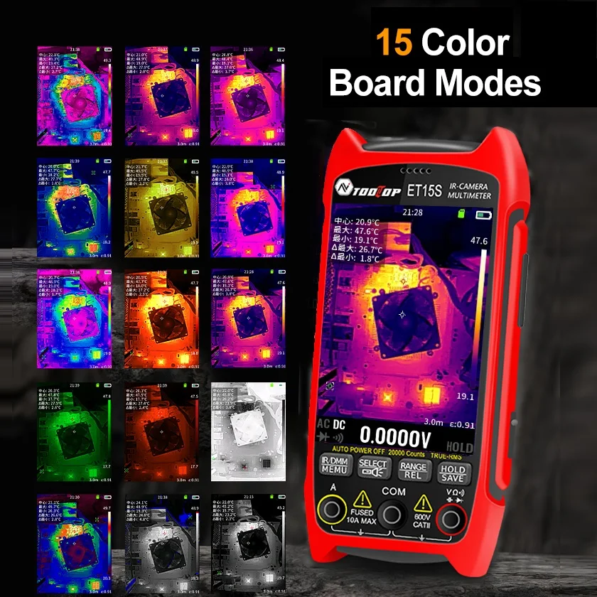 TOOLTOP ET15S Industrial 256x192 Thermal Camera 3.5Inch PCB Thermal Imager 19999 Counts Multimeter PCB Electrical Inspect