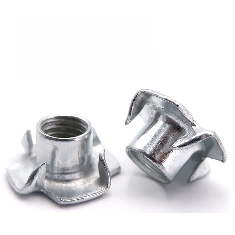 10/50pcs M3 M4 M5 M6 M8 M10 M12 Écrou à quatre griffes Écrou en T Insert à dents aveugles Écrou en T pour quincaillerie de meubles en bois