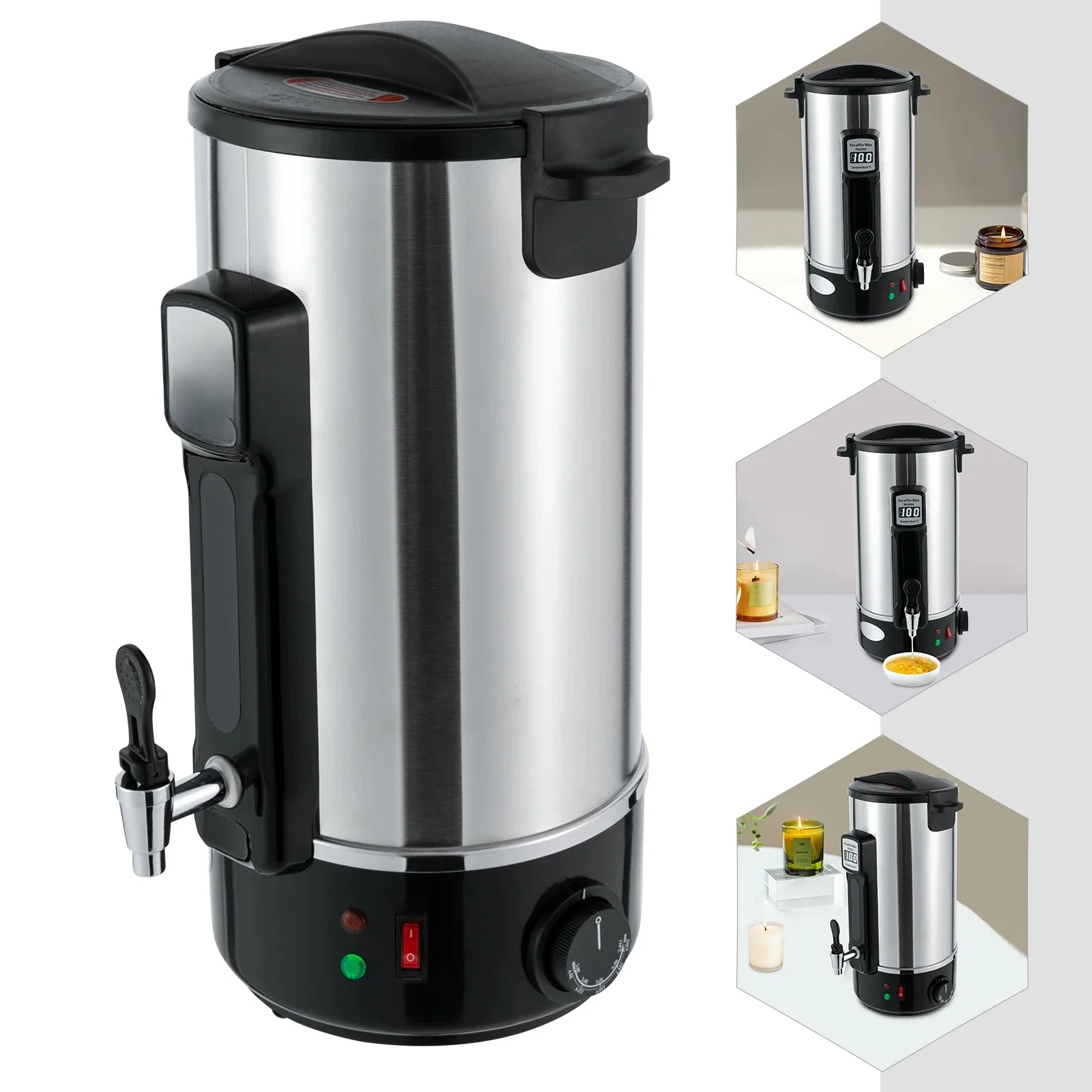 8/10.8/12L 1100W Wax Smelter, Rvs Wax Warmer Machine, Wax Smelter Voor Kaarsen maken W/Verwarming Uitloop - afbeelding 2
