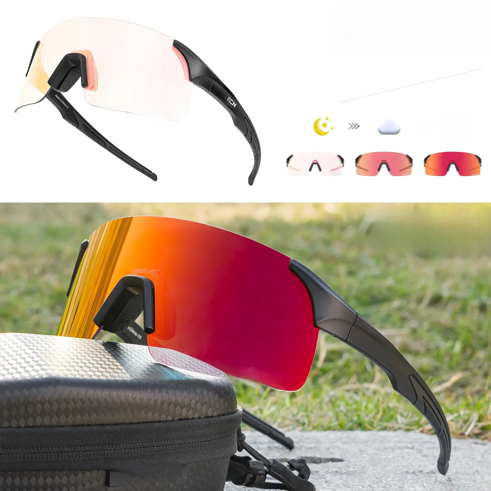 AliExpress SCVCN Kapvoe-RED Photochromic Sunglasses for Cycling Blue Outdoor Sports Bike Glasses Man MTB Fishing Glasses Eyewear Bicycle Goggles