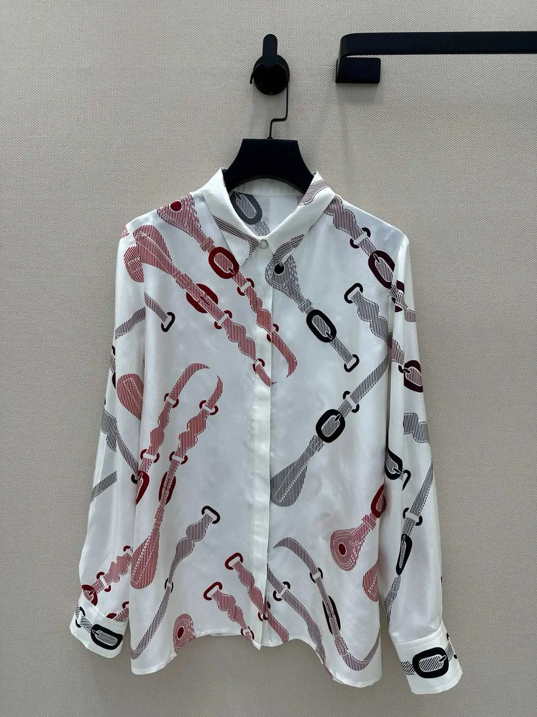 Exclusive quality pure silk printed long sleeve shirt