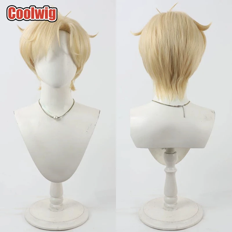 

Coolwig Synthetic Hair Tenoh Haruka Cosplay Wigs Tenoh Haruka Role Play Halloween 30cm Short Straight Blonde Wig Heat Resistant