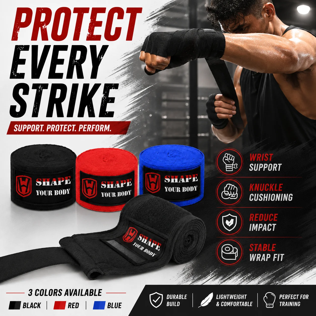 2PCS Boxing Hand Wraps 3M 5M Breathable Cotton Wrist Support Bandage for Muay Thai MMA Kickboxing Training Men Women Gear Boxing