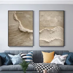 White Ocean Wave Textured Oil Painting Handmade Sea Beach Canvas Painting White Textured Abstract Ocean Wave Landscape Painting