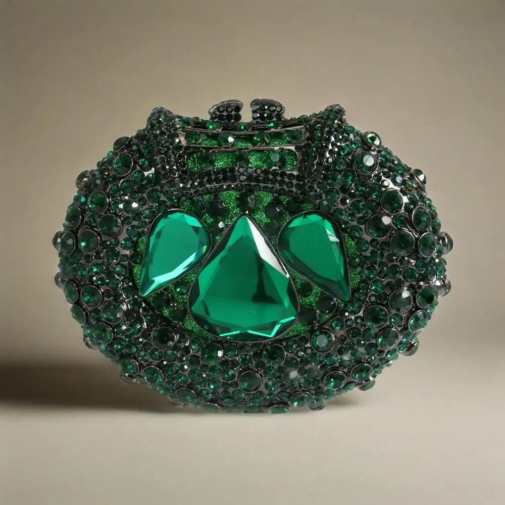 

Luxury Women Stone Shaped Crystal Evening Bag Oval Rhinestone Clutch Diamond Handbag Purse for Banquet Cocktail