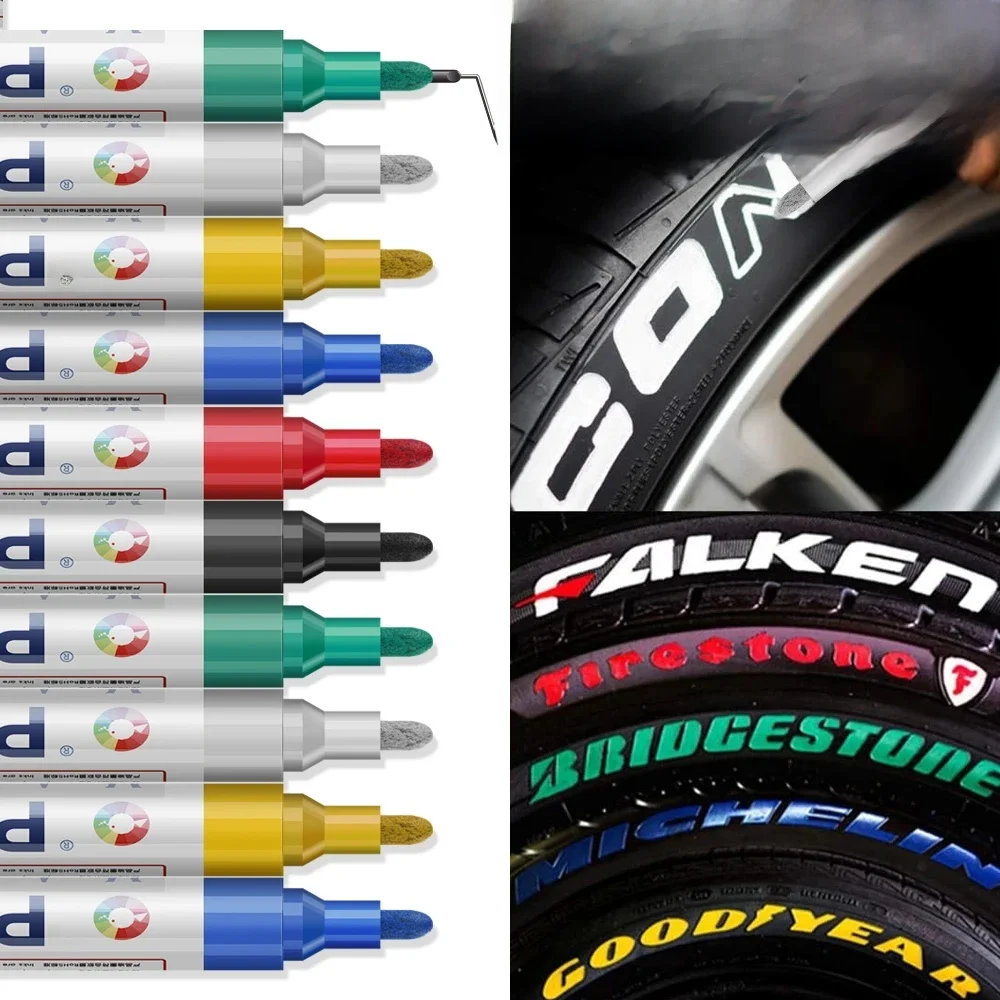 Stylo de peinture coloré, marqueur huileux pour pneus de roue, étanche, adapté aux pneus en caoutchouc automobiles, CD, tasse, Graffiti, fournitures d'art, 1/5 pièces