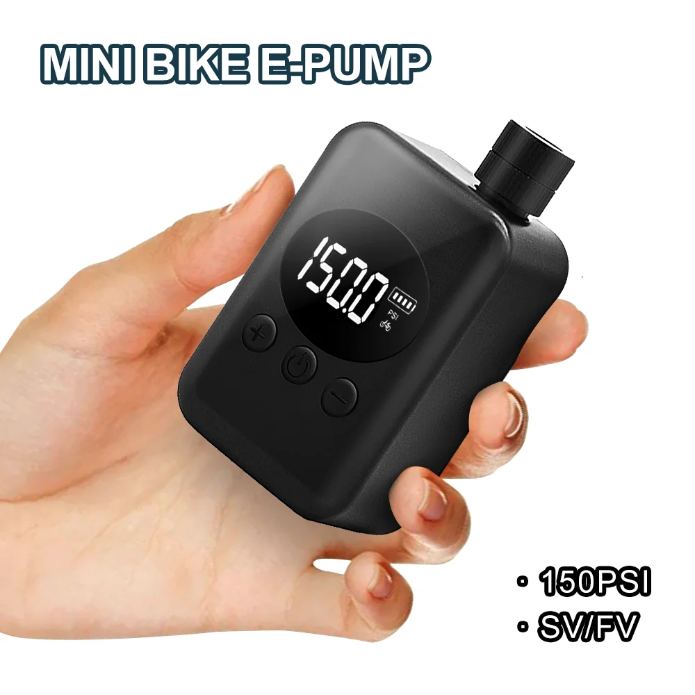 

150 PSI Portable MINI Bike Electric Air Pump Fast Rechargeable Pocket Compressor Tire Inflator For Real-time Pressure Display ﻿