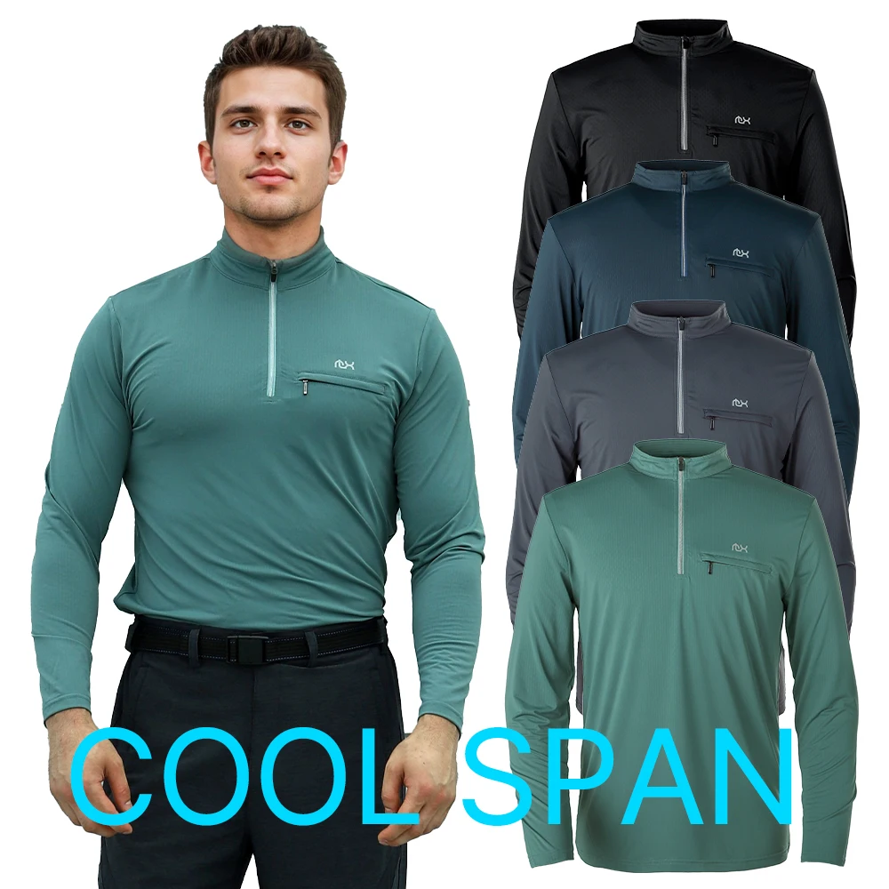 Molex Cool Skin Long-sleeved Span T-Shirt Half-neck zip-up Mountaineering Tee Outdoor 337