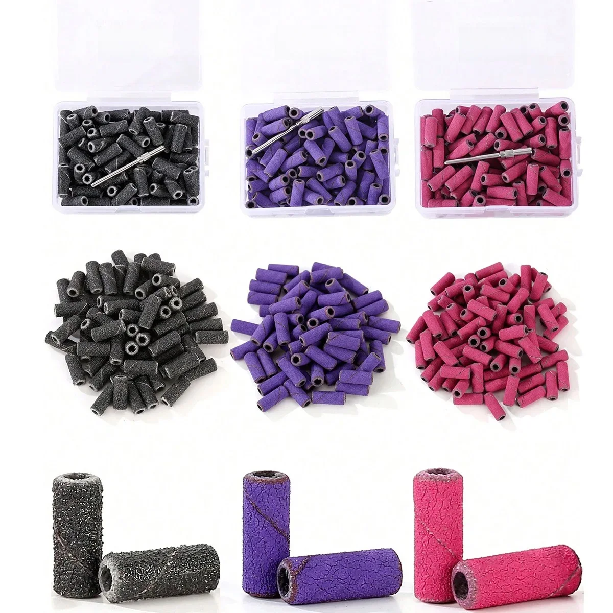 100 pièces 3.1mm Mini bandes de ponçage Kits forets à ongles mandrin ensembles accessoires de manucure électrique outil dissolvant de peau morte