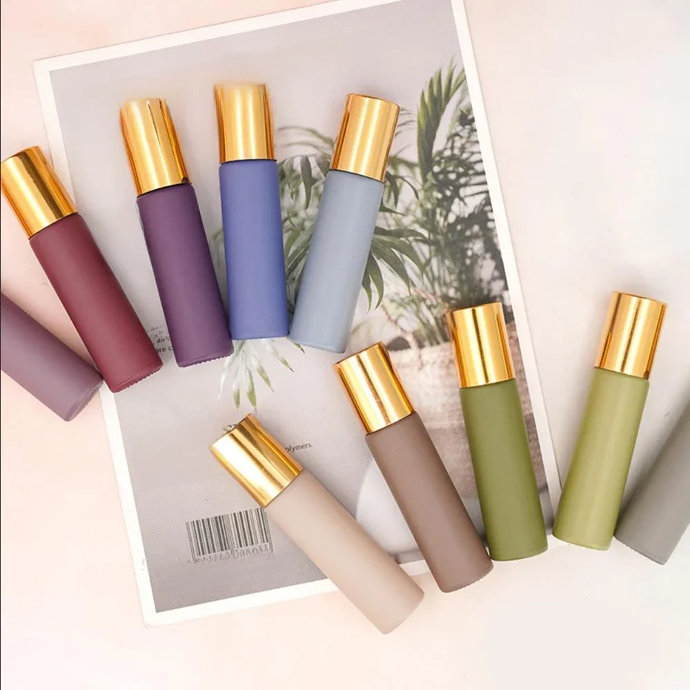 1X 10X 20X 5ML 10ML Morandi verre rouleau sur bouteilles parfum huile essentielle rouleau boule flacon aromathérapie rechargeable voyage Portable