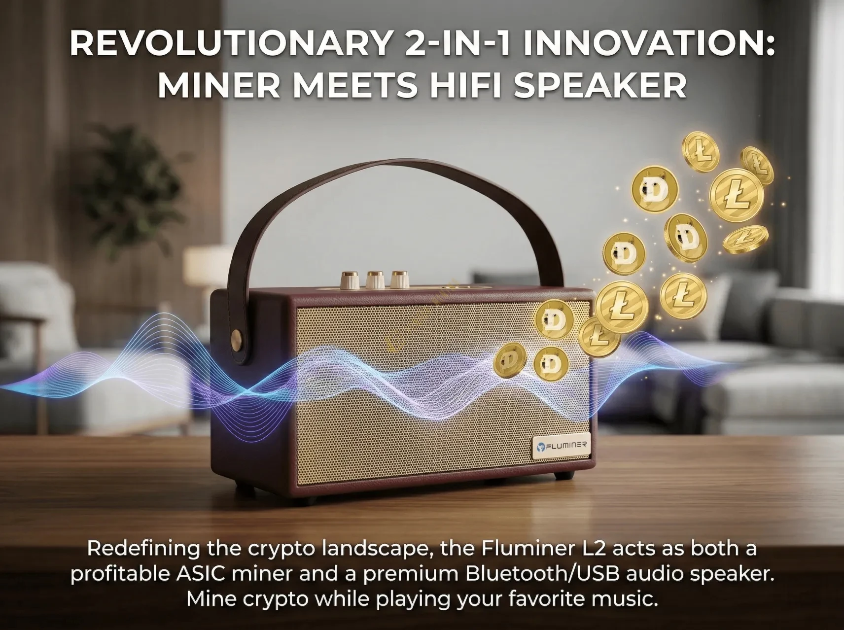 Fluminer L2 1.2Gh/s 280W LTC+DOGE WiFi Scrypt Miner for Home
