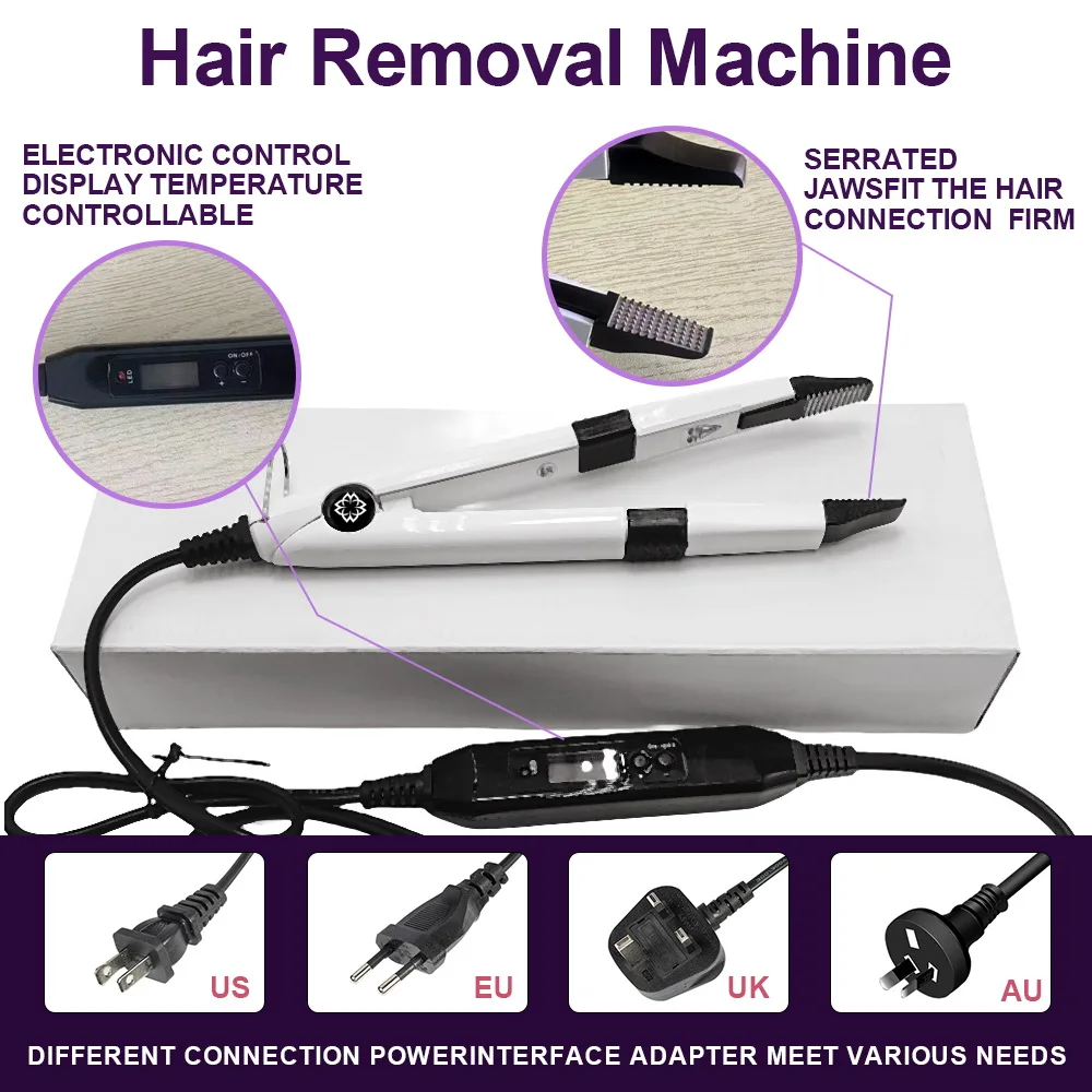 Complete Hair Extensions Kit Salon with V Light UV Glue Hair Extension Machine and Tools for Effortless Extensions