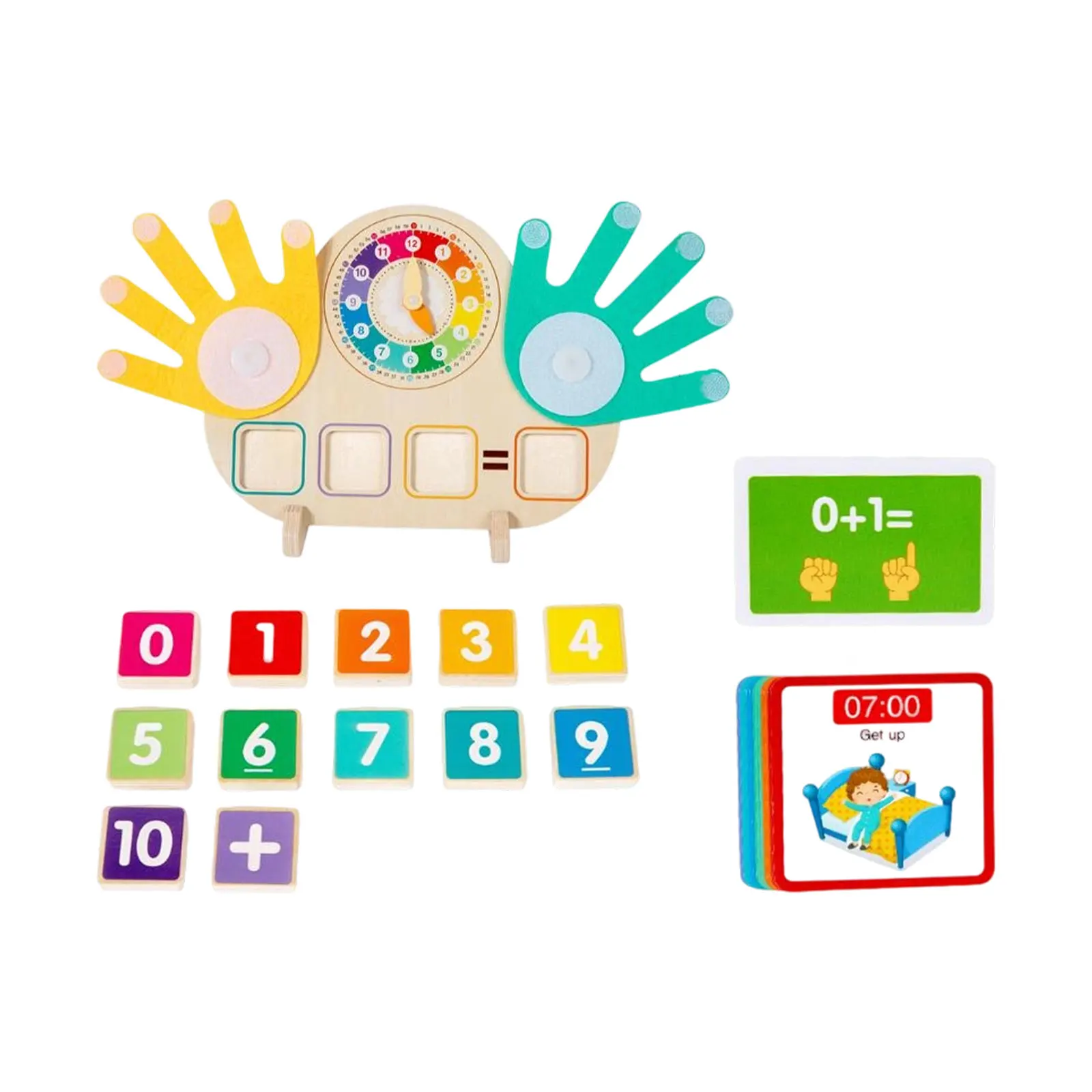 Éclairage mathématiques dessin animé Animal doigt numéro décomposition addition et soustraction reconnaissance des couleurs correspondant jouets en bois