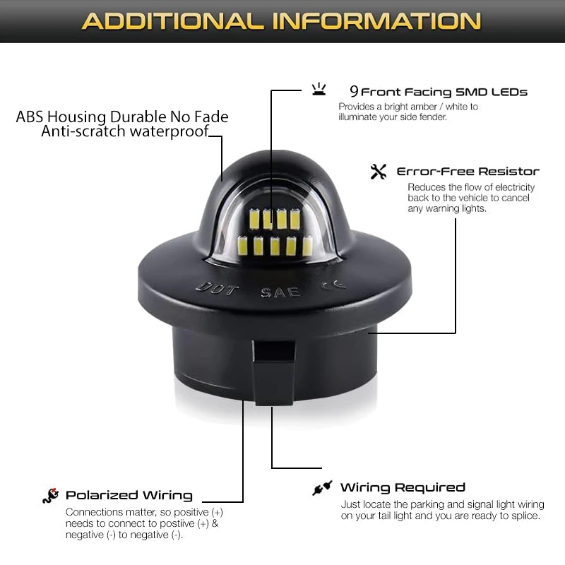 iJDM OEM-Fit Xenon White Full LED License Plate Light Assembly For Ford F150 F250 F350 F450 Ranger Raptor Explorer Sport Trac