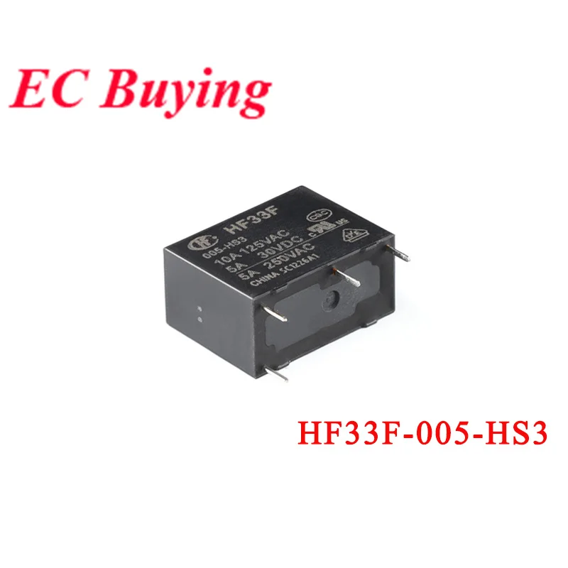 2pcs Power Relays HF33F DC 5V 12V 24V 5A HF33F-005-HS3 HF33F-012-HS3 HF33F-024-HS3 5VDC 12VDC 24VDC 4Pin Normally Open Relais