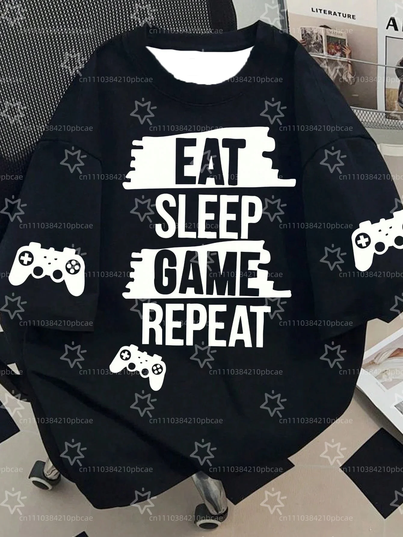 Gaming Themed Design Printed Summer T-shirts Children's Minimalist Casual Sports Short Sleeve Round Neck Pullover Loose Tops