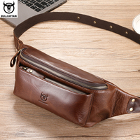 BULLCAPTAIN Cowhide Waist Bag Outdoor Sports Vintage Fanny Pack Crossbody bag shoulder bag chest bag