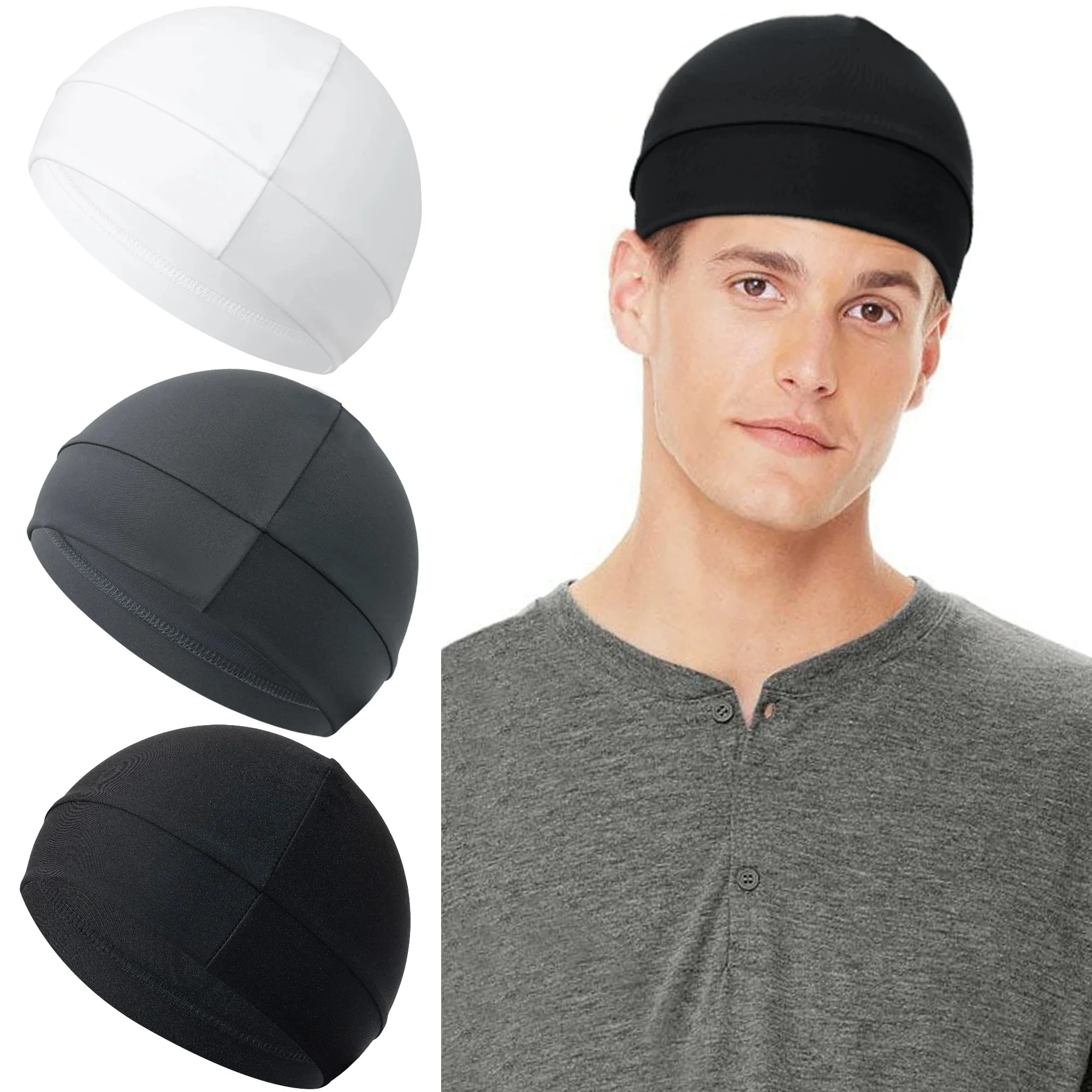 AliExpress 3Pcs Cycling Running Sports Hat for Men and Women Soft Eastic Fitness Hiking Windproof Hat Soft and breathable Helmet Liner cap