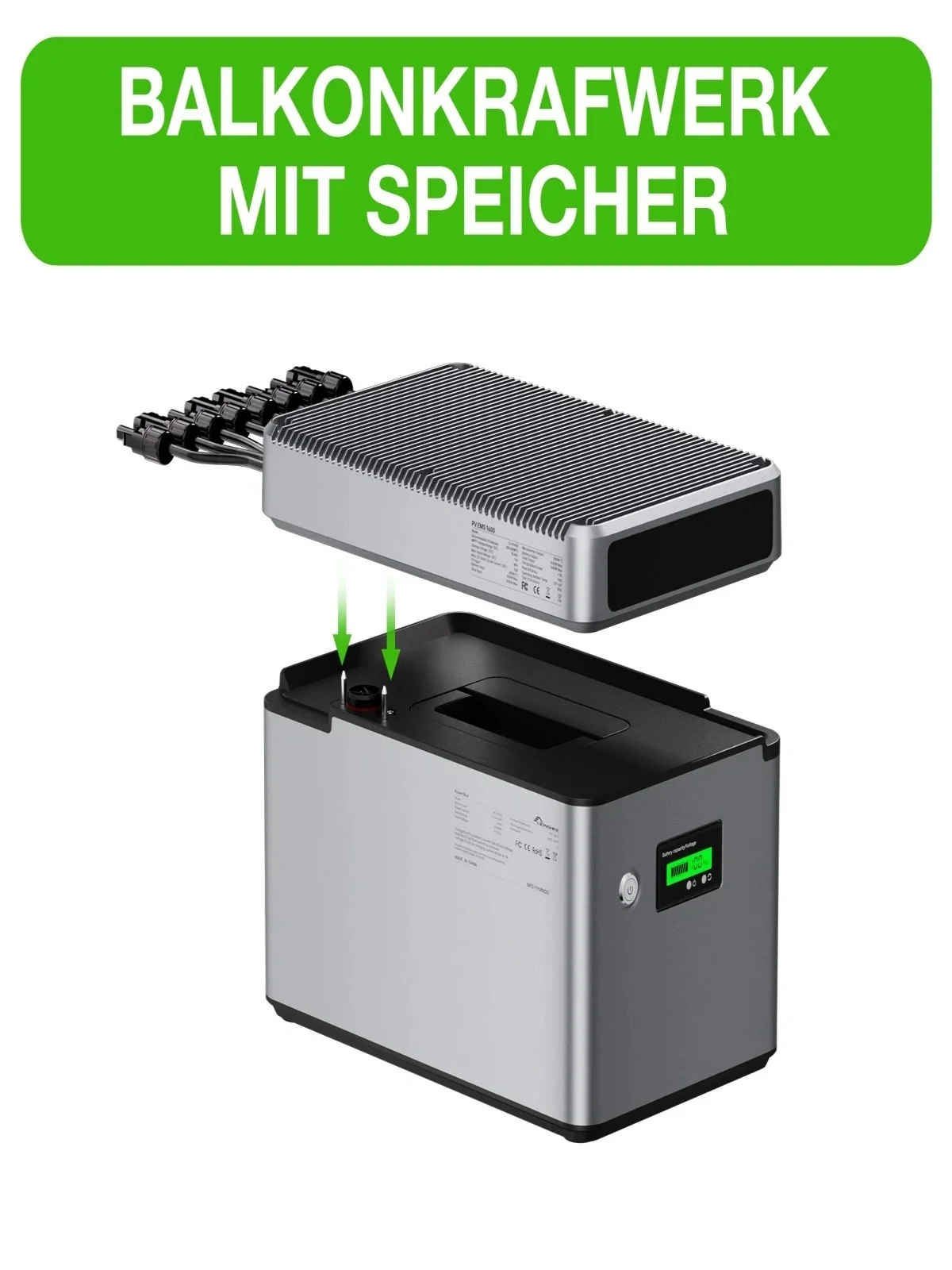 LIONSHEE SolarFlow LS-H1600 & LS-L1024 1024 Wh LiFePO4-Balkonkraftwerk (1600 W / 2 x 800 W MPPT), stapelbar (bis zu 6 Module), IP65, 6000 Ladezyklen, Plug & Play, geeignet für Notstromversorgung und