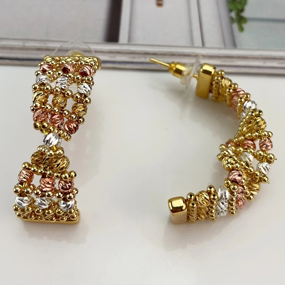 EMMA موضة دبي مطلية بالذهب الخرز القلائد أقراط خواتم مجموعات المجوهرات الجميلة للنساء هدايا مجوهرات حفلات الزفاف FHK21402